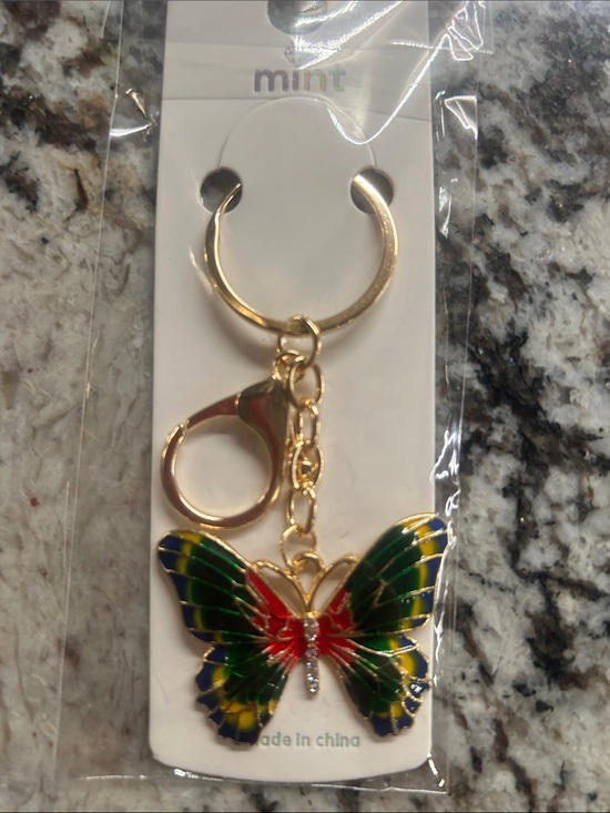 Mint Accessories - Mint Gold-Tone Butterfly Key & Card Holder - Green/Blue/Red